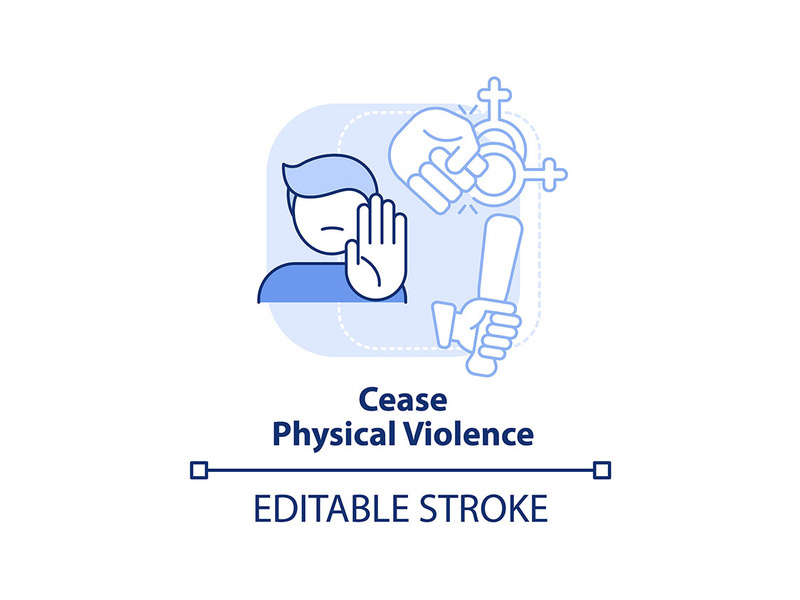 Cease physical violence light blue concept icon