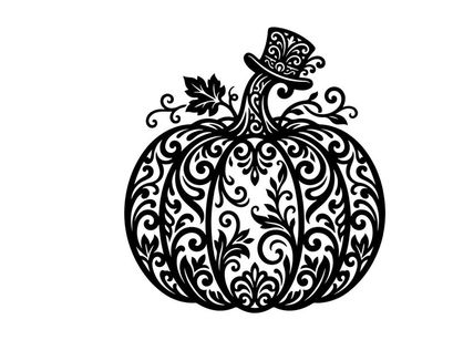 Elegant Halloween Kürbis-Silhouette mit aufwendigem Blumenmuster