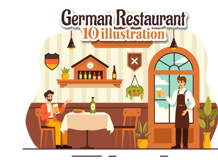 10 German Food Restaurant Illustration