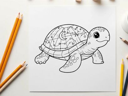 Cute turtle with world map shell vector illustration flat design