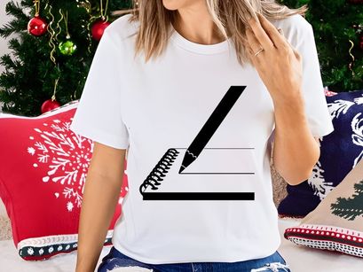 Black Pencil Writing on a Spiral Notebook, Illustrating Note-Taking, Creativity, Education, and Writing Process. Clean Vector Illustration.