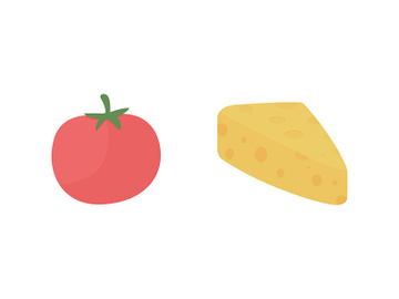 Fresh tomato and cheese flat color vector object set preview picture