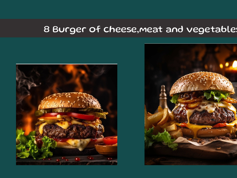 Burger of cheese, meat and vegetables
