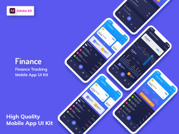 Finance Tracking Mobile App UI Kit Dark Version (XD) preview picture