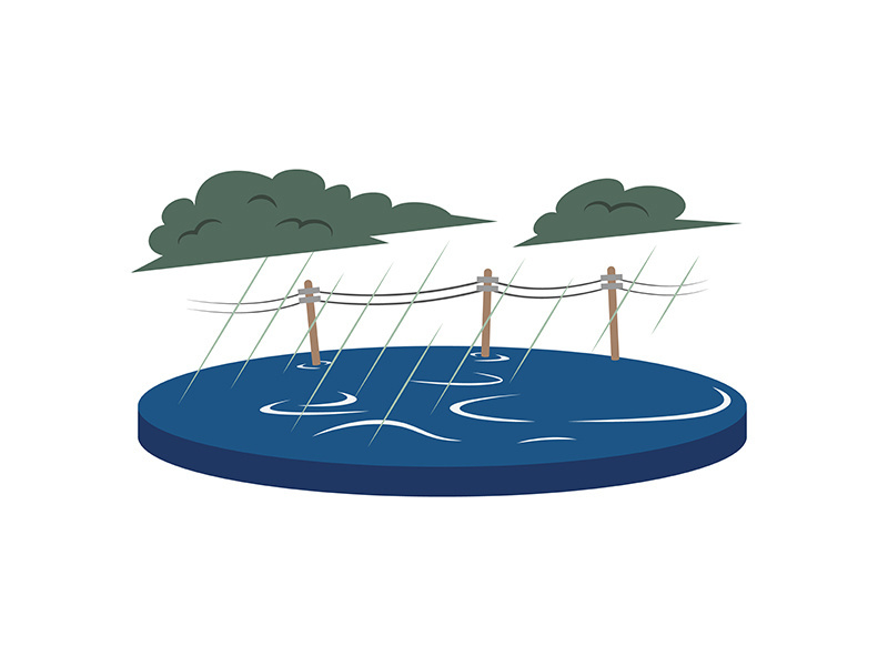 Flood cartoon vector illustration. Inundation, deluge