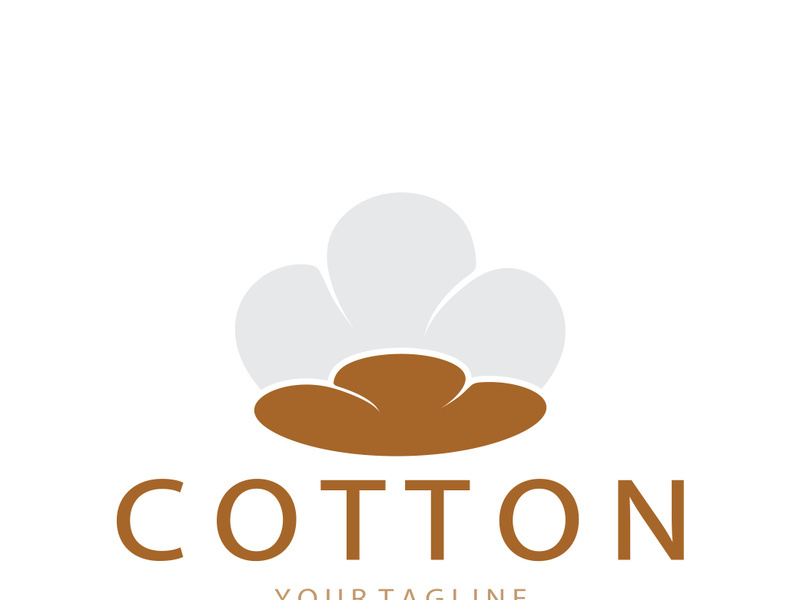 Soft natural organic cotton flower plant logo for cotton plantations, industries,business,textile,clothing and beauty,vector