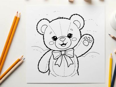 Cute teddy bear holding heart vector illustration flat design