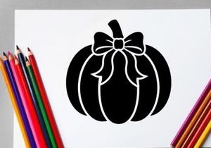 Calabaza negra de Halloween con moño para decoración de otoño y festividades