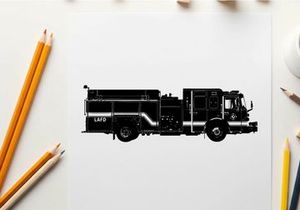 Silhouette of a fire truck vehicle emergency response