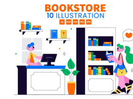 10 Bookstore and Library Illustration preview picture