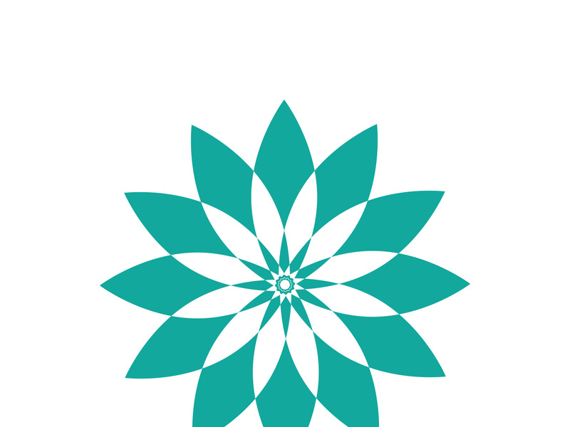 Traditional Asian colorful floral pattern Stained glass mosaic logo tile design inspiration