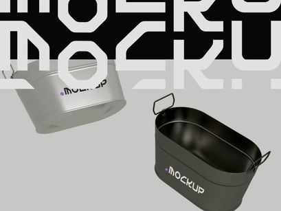 Oval Metal Bucket Mockup