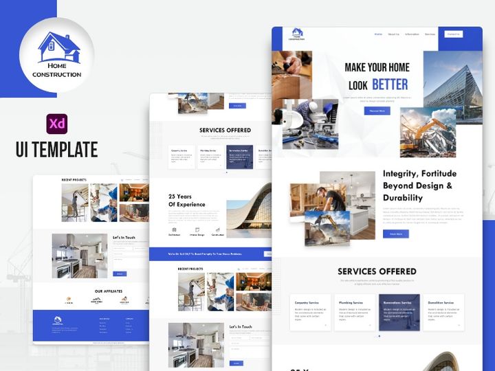 Home Construction Template - UI Adobe XD