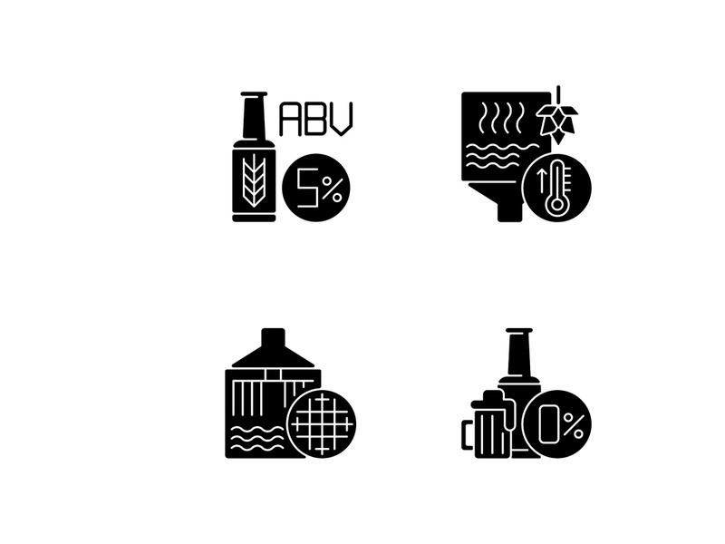 Brewery black glyph icons set on white space