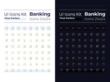 Banking pixel perfect gradient linear ui icons set preview picture