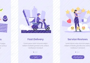 Onboarding-App-Bildschirme für Essensbestellungen