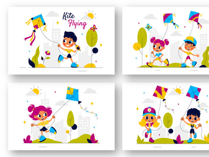 9 Joyful Kite Flying Activity Illustration