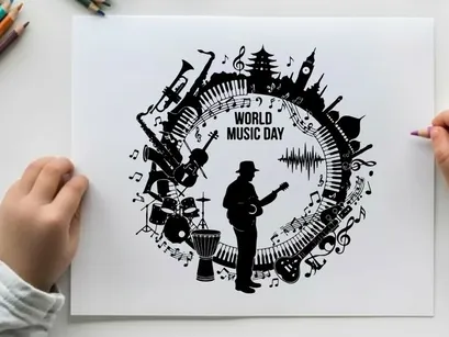 Celebración del Día de la Música con vector de instrumentos diversos