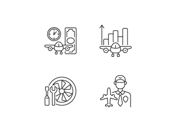 Aviation linear icons set preview picture