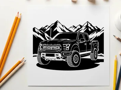 Silhouette truk ford f 150 di depan pegunungan
