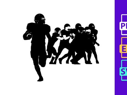 American football players in action running and tackling on the field