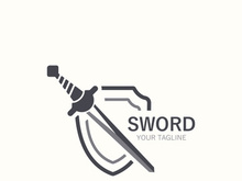 Sword vintage logo design. illustration sword element, can be used as logotype, icon, template coat of arms concept