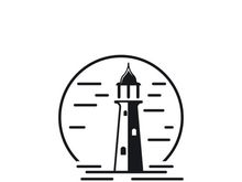 Lighthouse icon logo and vector illustration beacon tower design vintage symbol
