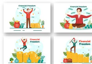12 Financial Freedom Vector Illustration