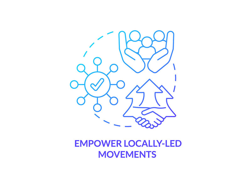 Empower locally led movements blue gradient concept icon