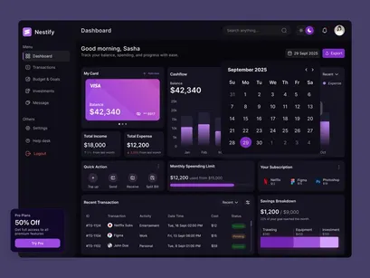 Nestify - Fintech Dashboard UI Kit