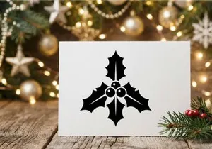 Black holly berry icon isolated on white background for Christmas holiday design
