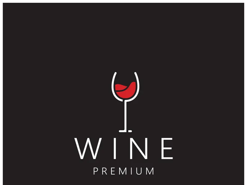 Logo wine dengan gelas dan botol wine untuk klub malam, bar, kafe, dan toko wine.