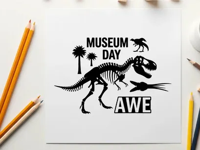 Ilustração vetorial de esqueleto de dinossauro "Museum Day Awe"
