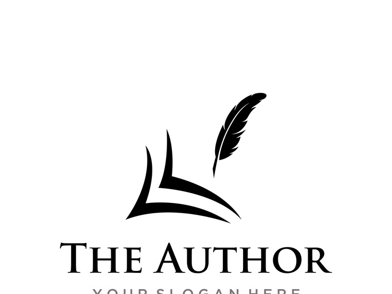 Vintage quill pen logo creative design and with ink.Classic and luxury stationery illustration.