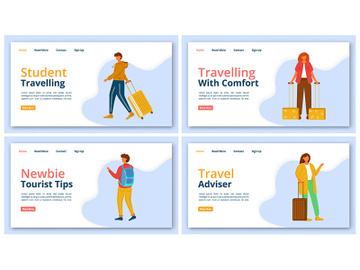 Travel company landing page vector template set preview picture