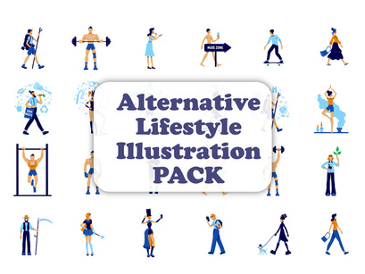 Alternative lifestyle illustration bundle