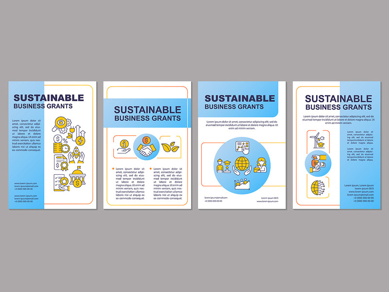 Sustainable business grants blue brochure template