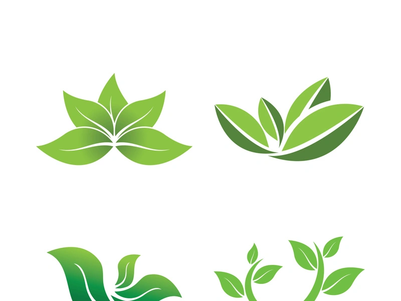 Logos of green tree leaf ecology nature element vector