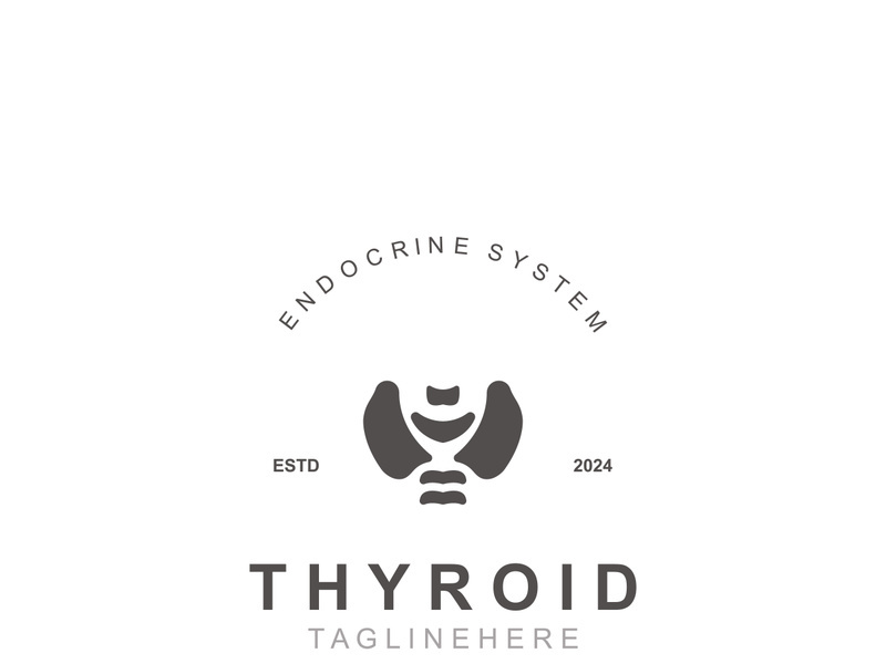 Thyroid Gland human Endocrine System structure logo thyroid care simple template design