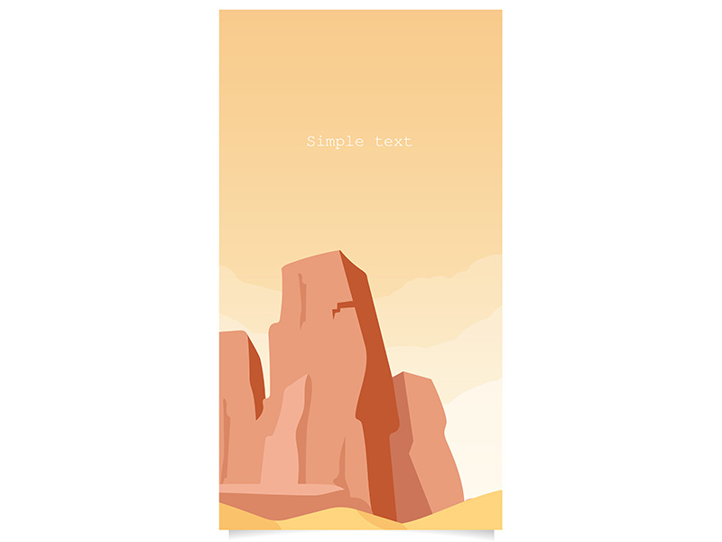 Canyon flat color vector background with text space