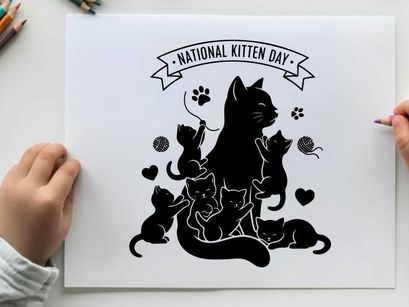 National Kitten Day vector illustration