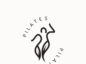 Abstract Pilates Logo, Yoga identity body balance vector monoline Design Template. wellness lifestyle preview picture