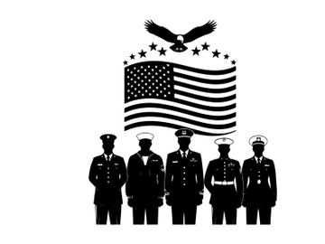 American military silhouette with flag and eagle emblem preview picture