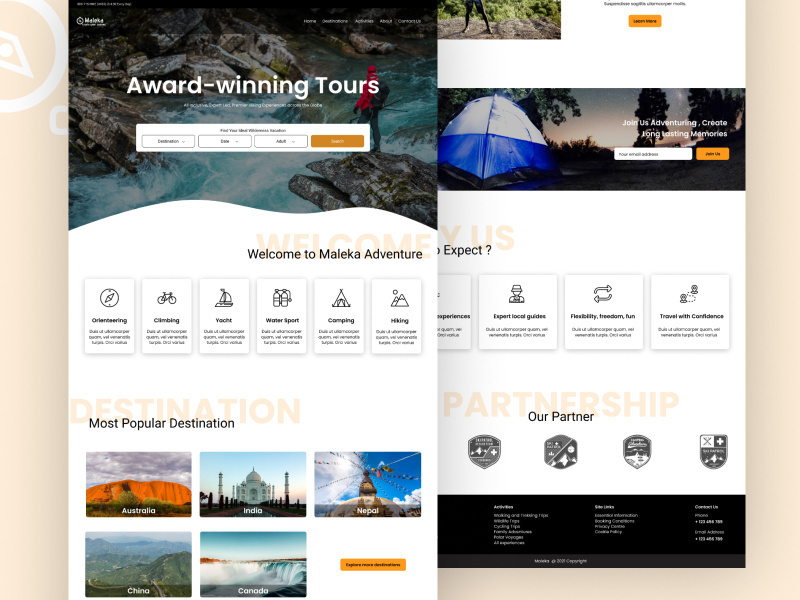 Maleka - Adventure Travel Agency Landing Page