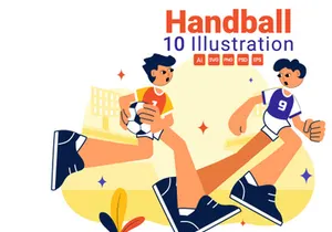 10 Handball Sports Illustration