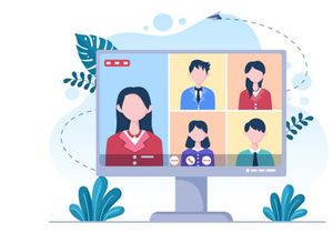 15 Conference Video Call Working for Home Cartoon Illustration