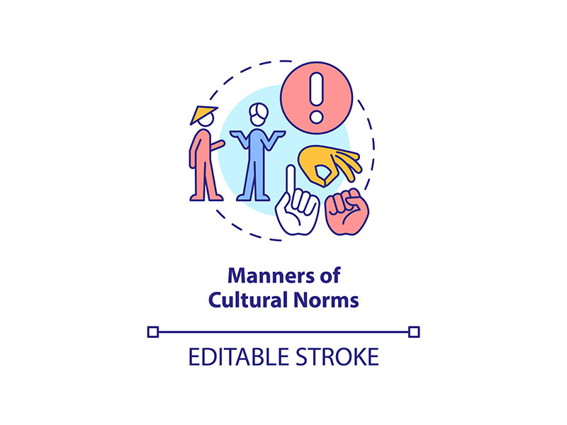 Manners of cultural norms concept icon