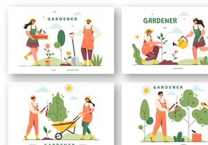 12 Summer Gardener Illustration