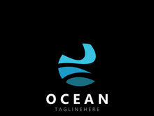 Minimalist ocean logo design with a round shape, ocean beach, sea water, simple, unique and modern