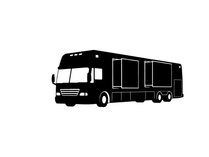 Silhouette of a large tour bus vehicle
